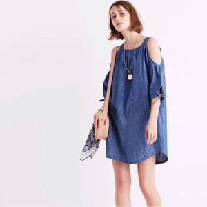 Madewell cold shoulder blue denim dress size XXS NWT
